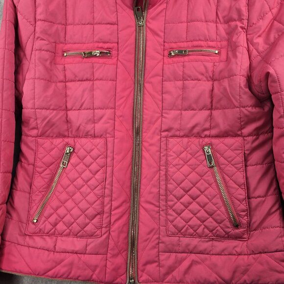 CEst Toi Womens Quilted Zip-Up Jacket Large Pink Polyester Lightweight Design - Picture 3 of 7